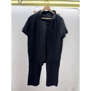 Scrubstar Scrub Set Womens Large Black Premium V-Neck Cargo 2pc Set 3291
